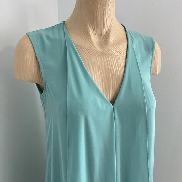 No Brand Women's Small Aqua Blue Sleeveless Hi Low Midi Dress Draped Cover Up - Picture 3 of 12